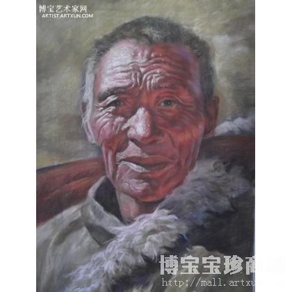 色粉画《藏族老人》 人物画 胡立义作品 类别: 色粉画J